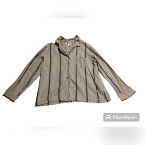DKNY Striped Button Down Cotton Women's Top Long Sleeve Size Large